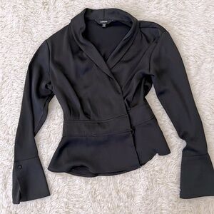 Black Satin Express Blouse - XXS